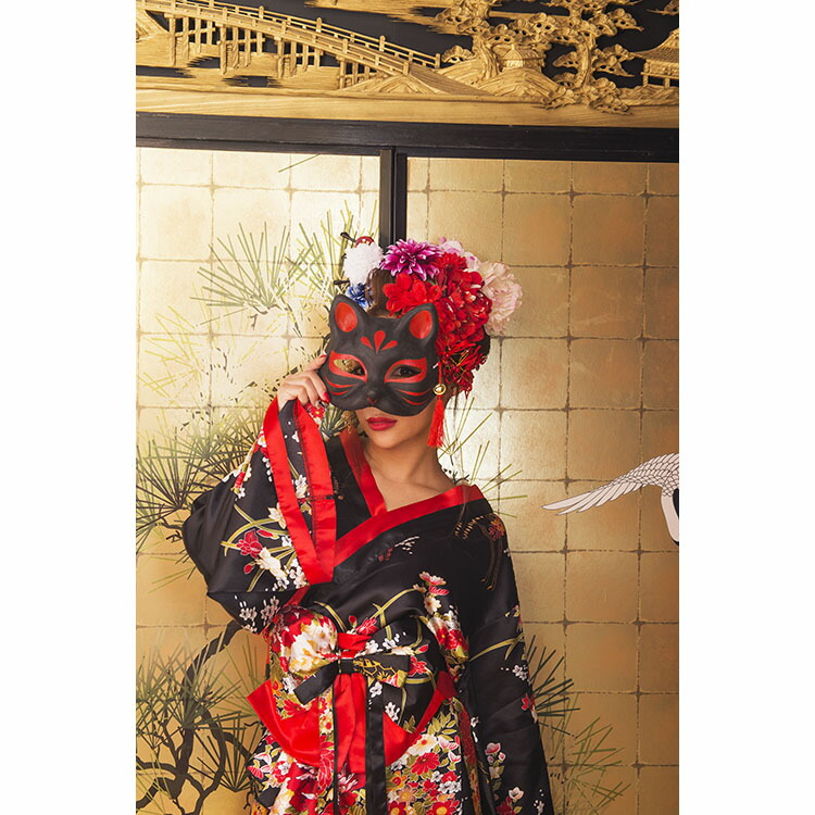 楽天市場】【公式】【コスプレ 和風 小物】花鳥風月 きつね面【白/白