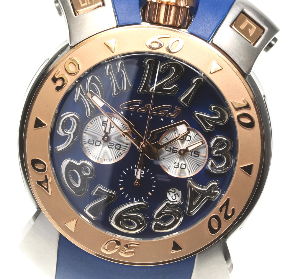 楽天市場】☆美品【GaGa MILANO】ガガミラノ クロノ48 デイト 8015