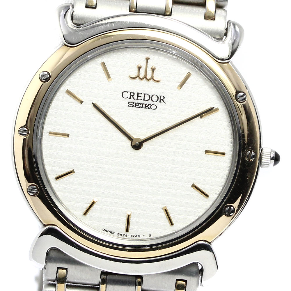 楽天市場】セイコー SEIKO 5A74-0650 クレドール K18YGベゼル クォーツ
