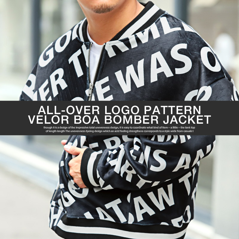 楽天市場】△送料無料△ ボンバージャケット メンズ 【ロゴ総柄ベロア
