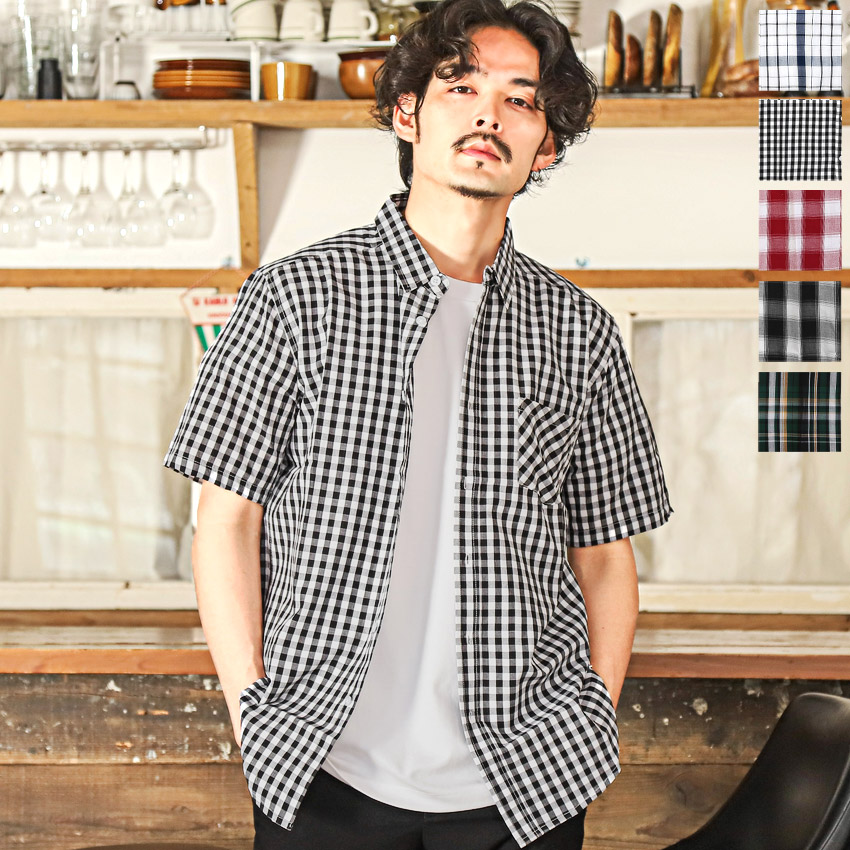楽天市場】△送料無料△ 半袖シャツ メンズ【先染めチェック柄半袖
