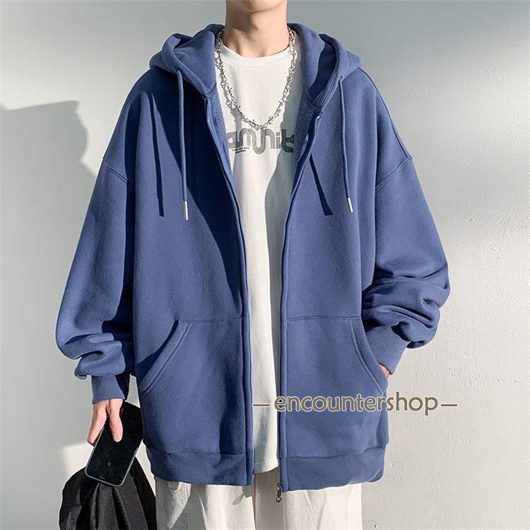 楽天市場】ジップパーカー メンズ ゆったり 長袖 パーカー 無地 パーカ