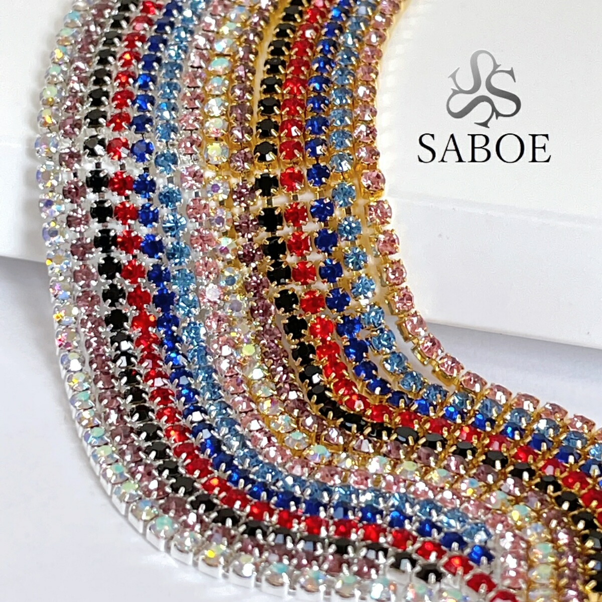 楽天市場】カラーストーン ネイルチェーン 【20センチ】SS6 連爪