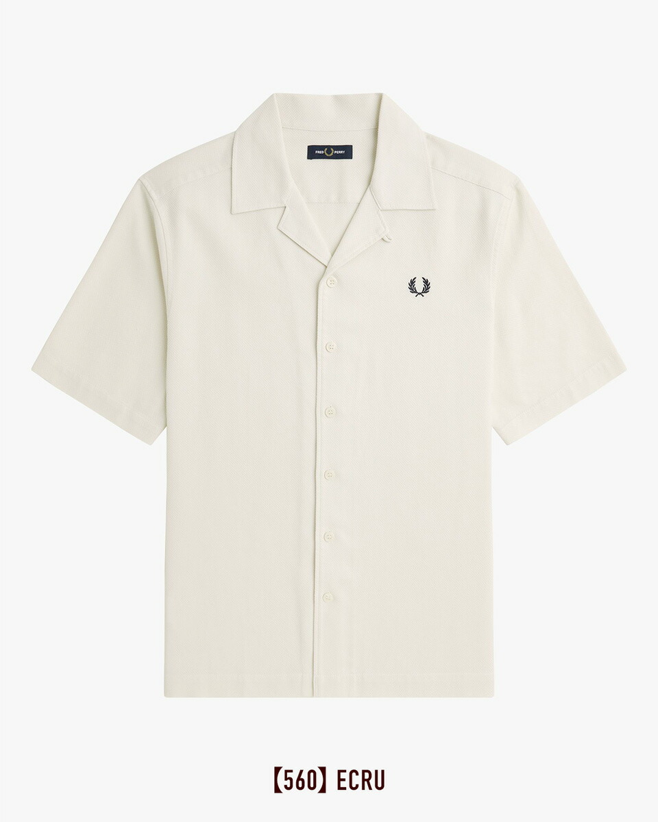 フレッドペリー リブ編みポロニット半袖 クリーム色 FRED PERRY