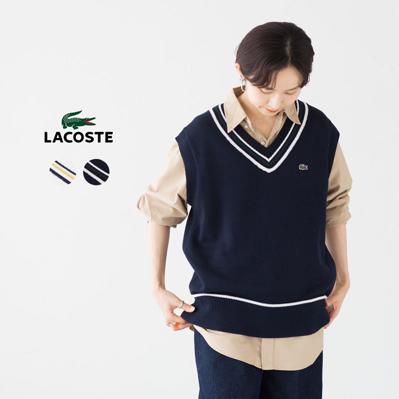 楽天市場】ラコステ チルデンベスト LACOSTE コットンポリ Vネック