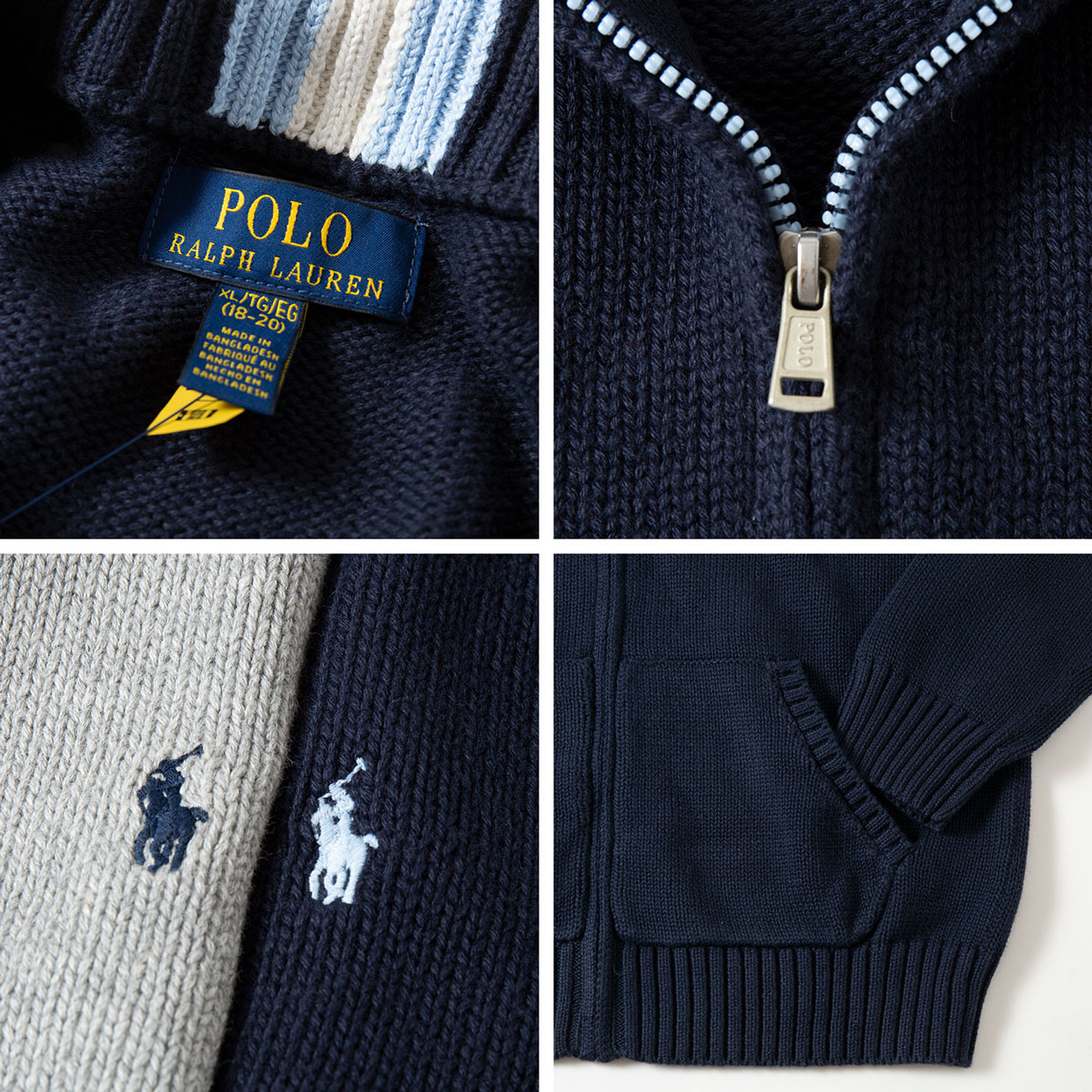 ラルフローレン ジップニット XS メンズ RalphLauren ケーブルニット