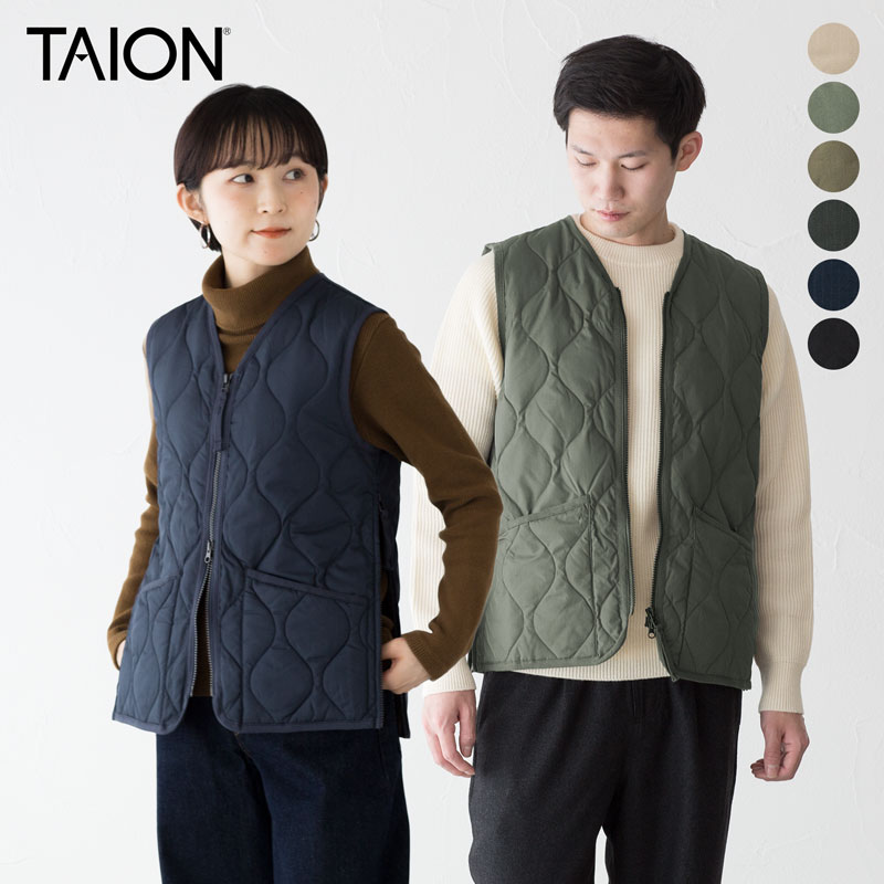 楽天市場】タイオン ミリタリー Vネック ジップ ダウンベスト TAION