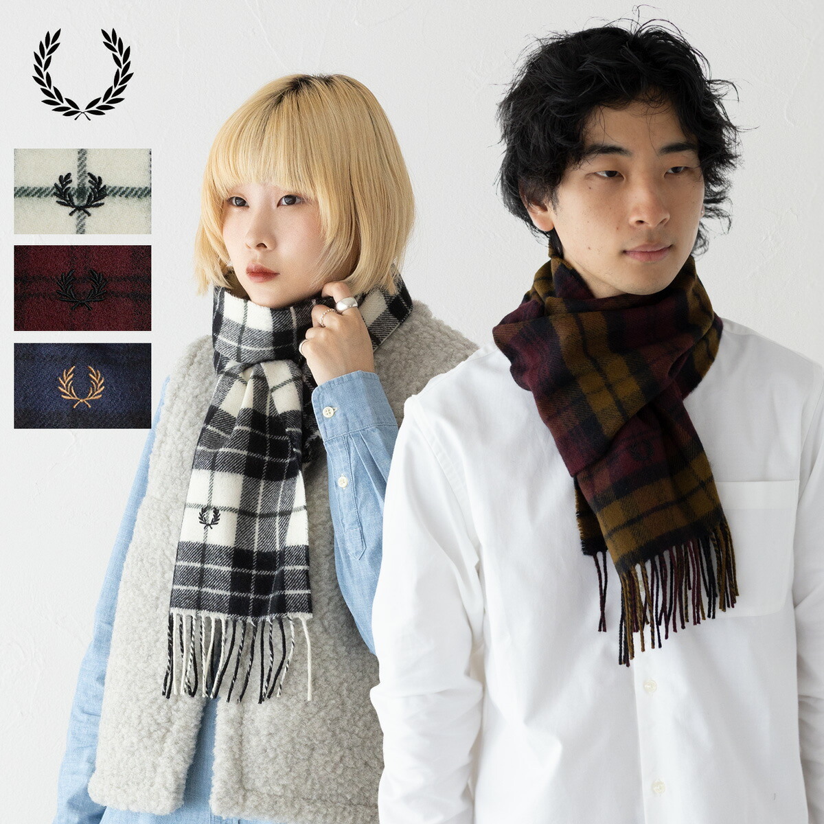 楽天市場】フレッドペリー マフラー FRED PERRY ラムウール タータン