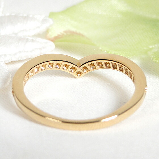 楽天市場】K18YG ダイヤモンド V ライン リング 重ねづけできる V字