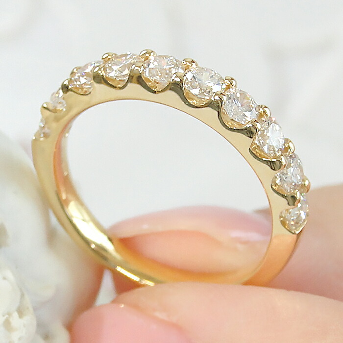 楽天市場】K18YG テンダイヤモンド ハーフエタニティリング 【 1.0ct