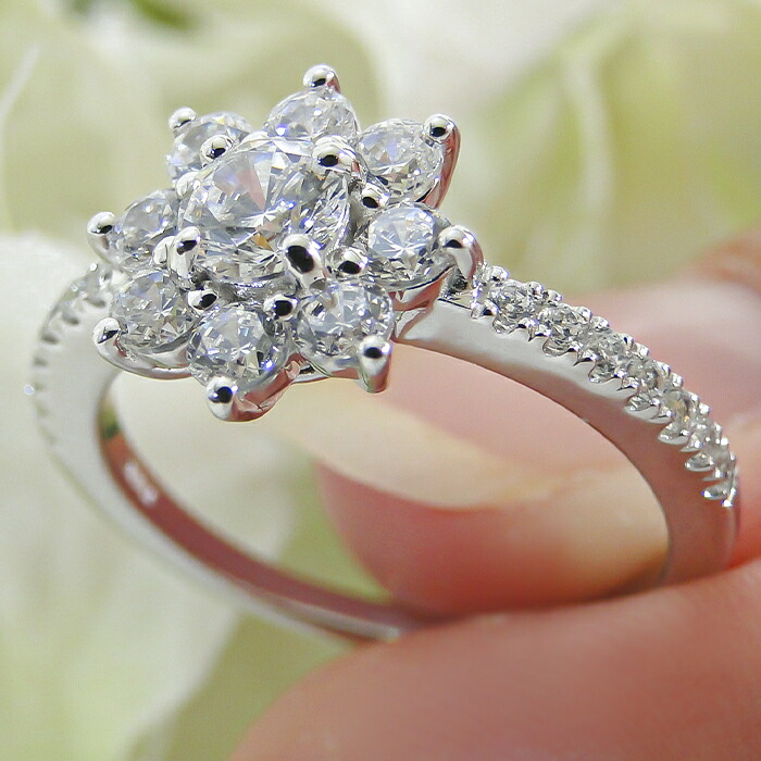 楽天市場】【Pt950】1.0ct ダイヤモンド フラワーリング【センター石