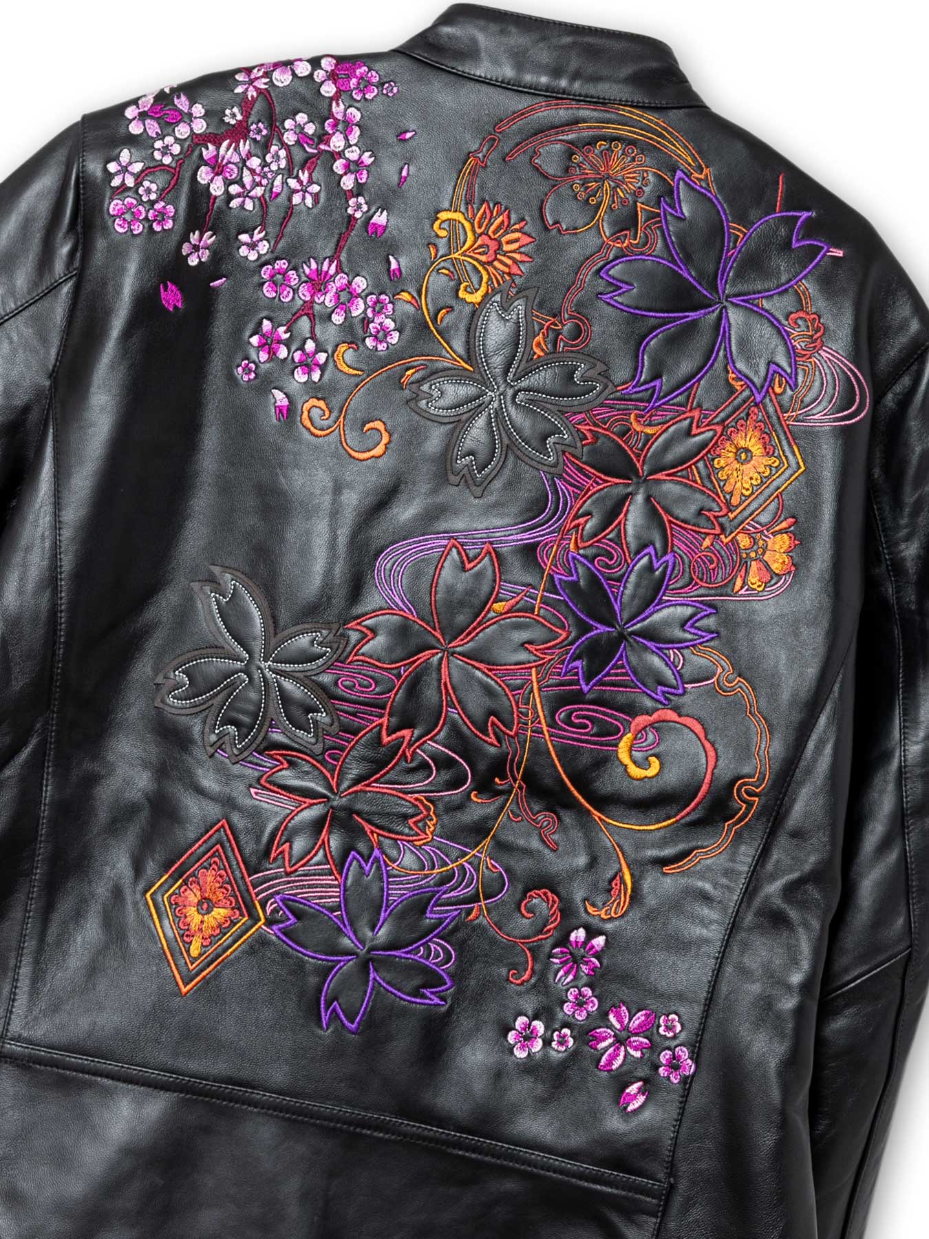 楽天市場】＜送料無料＞【錦】桜流水 総刺繍 レザー ジャケット 限定40