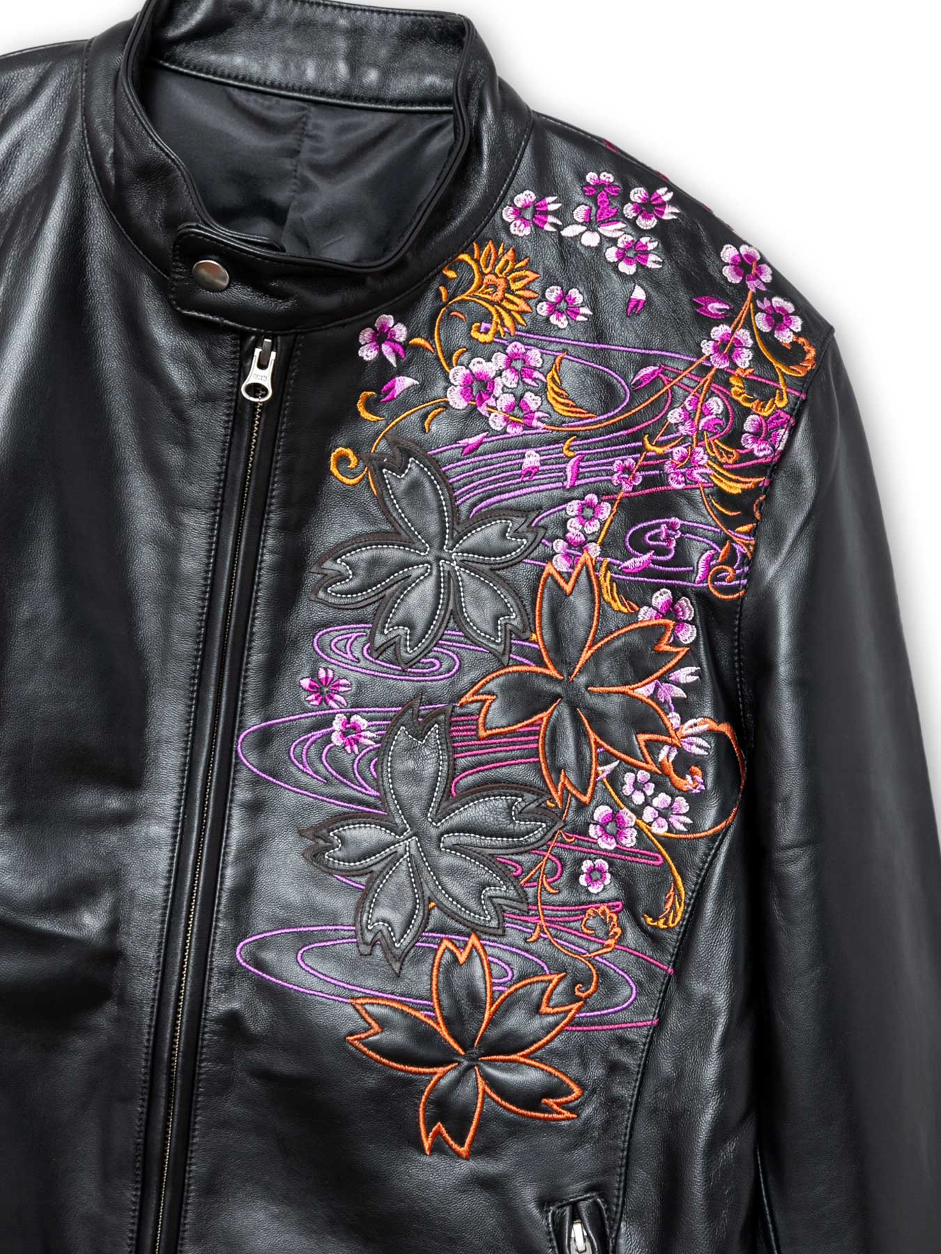 楽天市場】＜送料無料＞【錦】桜流水 総刺繍 レザー ジャケット 限定40