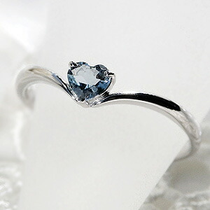 楽天市場】K18WG or Pt900ハートシェイプ アクアマリン リング【送料