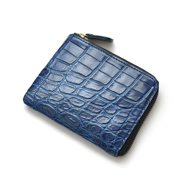 楽天市場】日本製 藍染 クロコダイル 財布 ワニ革 ウォレット L字型