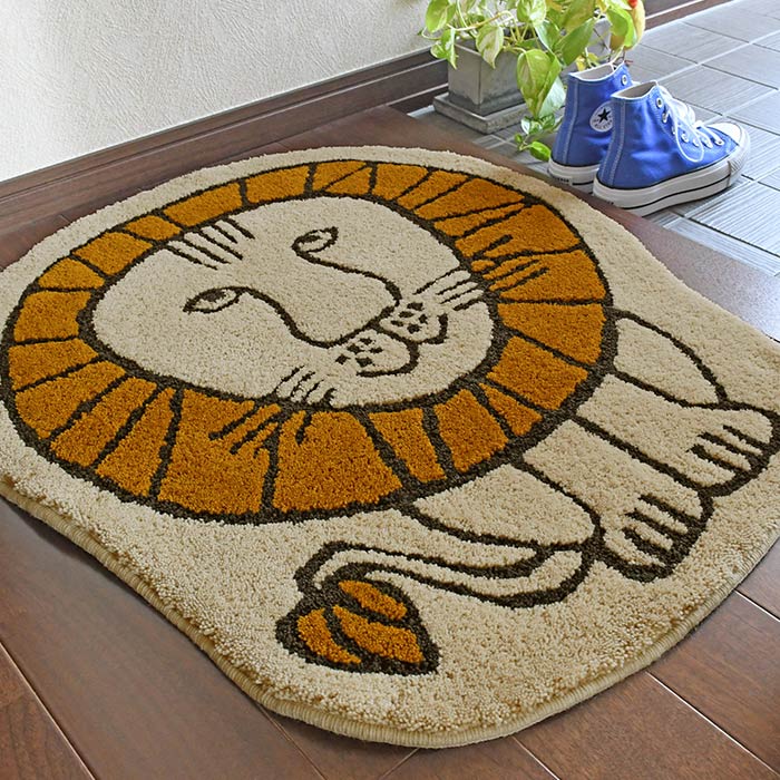 楽天市場】玄関マット ライオン ダイカット QB1120-65 80×70 cm 洗える