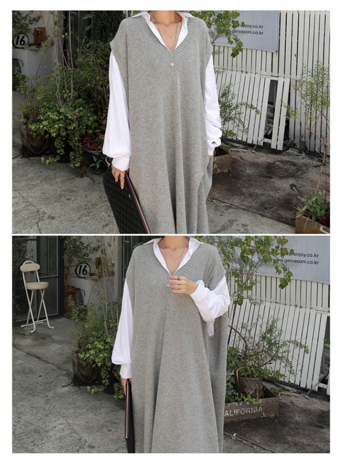 楽天市場】ニット ノースリーブ ロングワンピース グレー レディース