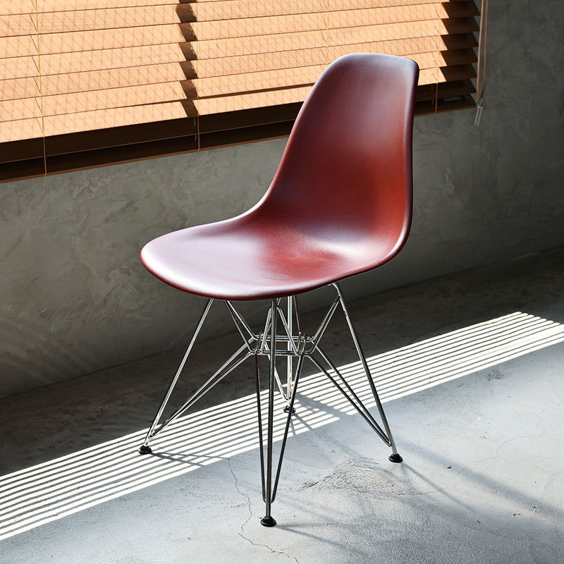 イームズ】プラスチック シェルサイドチェア ワイヤーベースDRS レッド