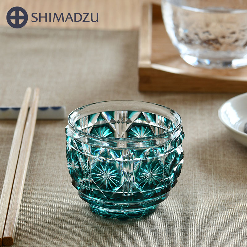 楽天市場】薩摩切子 猪口 大 cut18 緑 復元 島津薩摩切子 薩摩ガラス