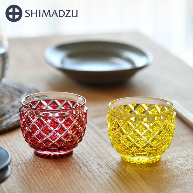 楽天市場】薩摩切子 猪口 大 cut34 黄 金赤 復元 島津薩摩切子 薩摩