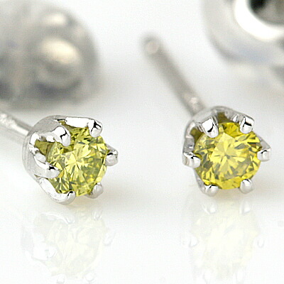 楽天市場】PTレモンイエローダイヤモンドピアス 0.10ct : ダイヤモンド