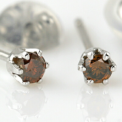 楽天市場】PTコニャックブラウンダイヤモンドピアス 0.10ct
