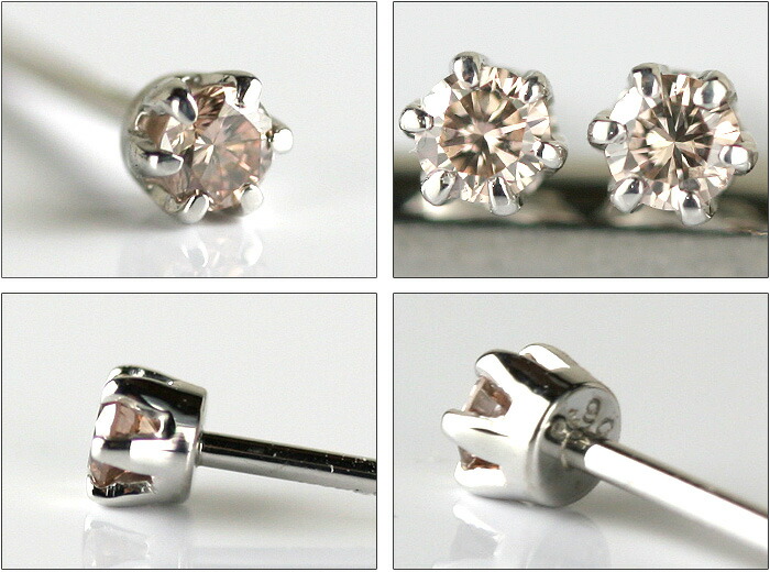 なしなし ピンクダイヤモンド ピアス 片耳用 なしなし ピンク