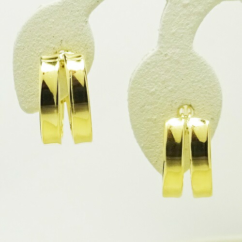 楽天市場】K18 イエローゴールド 角ミゾ ダブル フープピアス 5mm×10mm