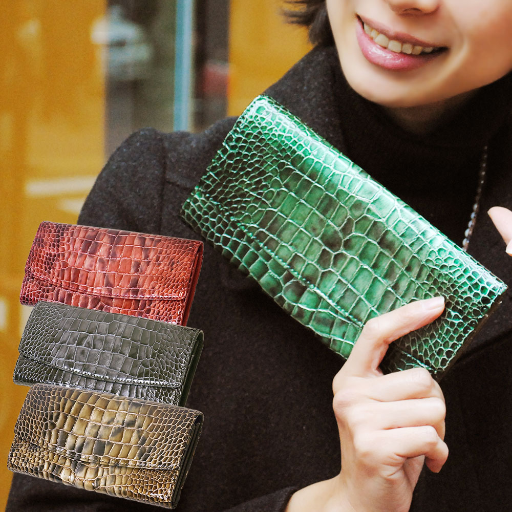 楽天市場】財布 長財布 レディース メンズ 革財布 牛革 クロコ型押し