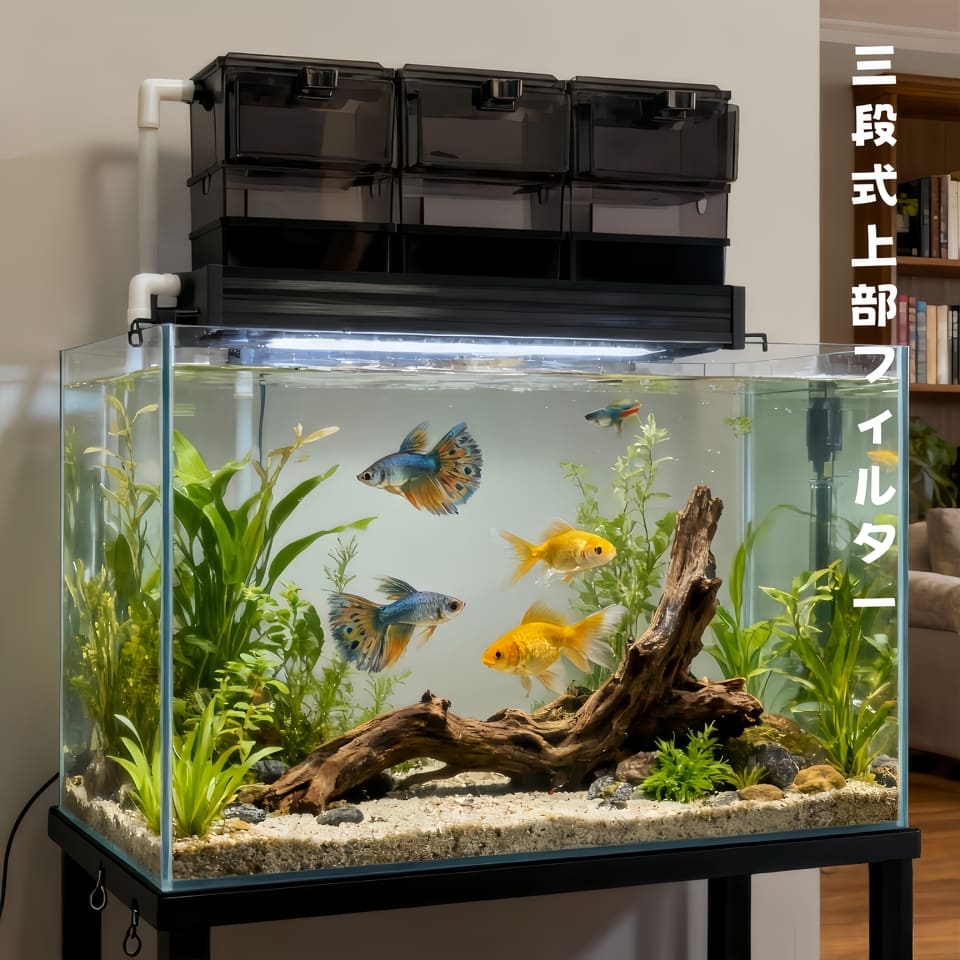 楽天市場】DMB無敵の三段式上部フィルタードライ＆ウェット濾過槽 金魚