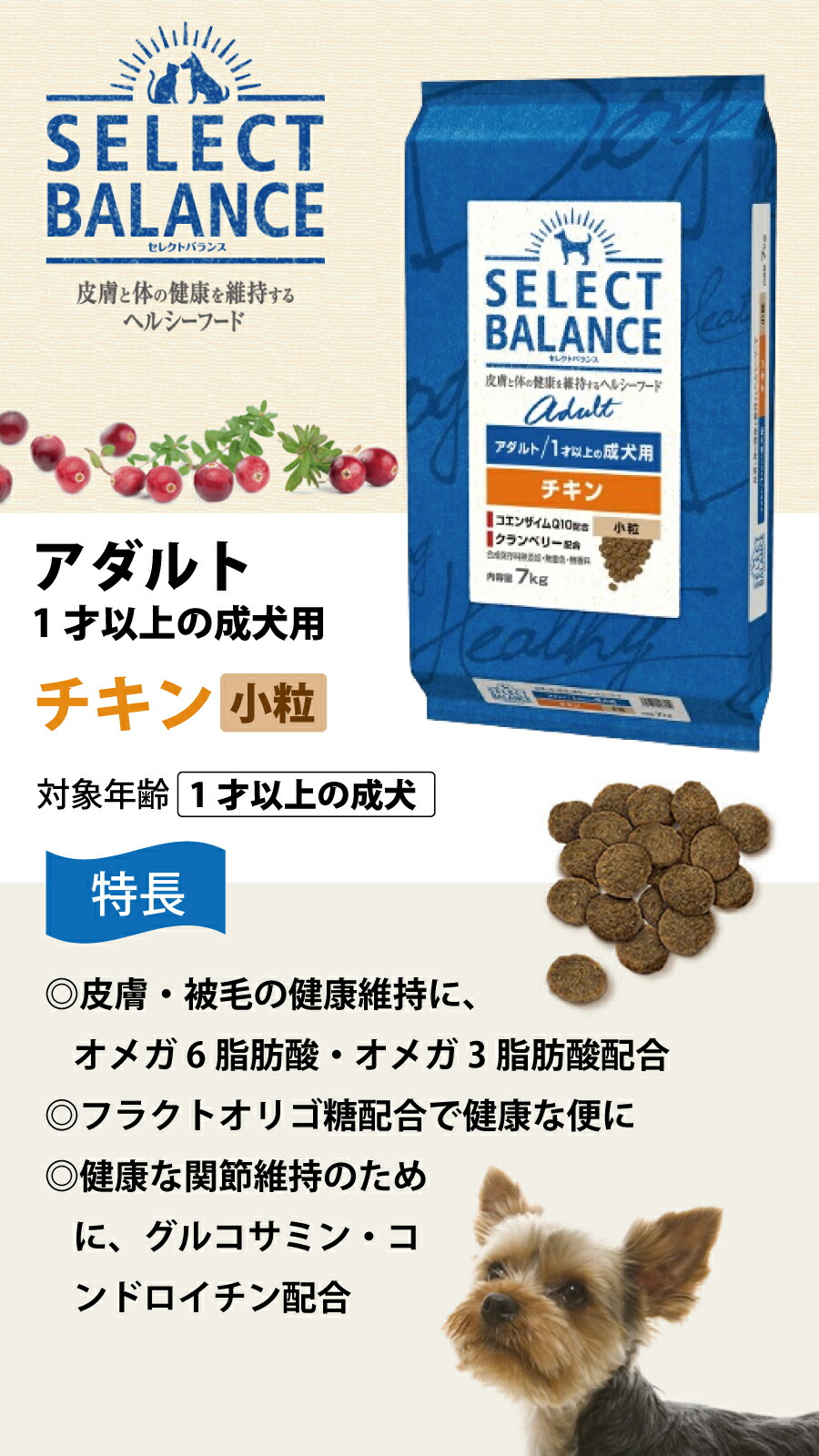 楽天市場】セレクトバランス アダルト チキン 小粒 7kg 成犬 1才以上