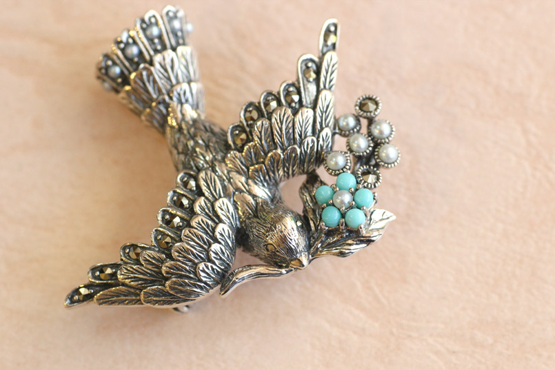 楽天市場】【碌山】 シルバー ターコイズ 小鳥 ブローチ&ペンダント