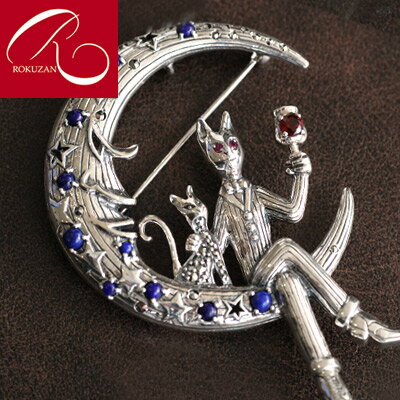 楽天市場】【碌山】 シルバー 月と猫男爵 シルバー ガーネット