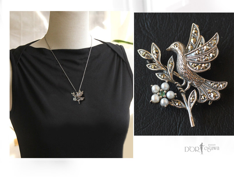 楽天市場】【碌山】 シルバー小鳥 シードパール エメラルド ハッピー