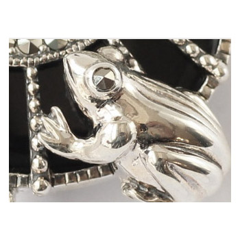 楽天市場】【碌山】 シルバー オニキス カエル ブローチ&ペンダント