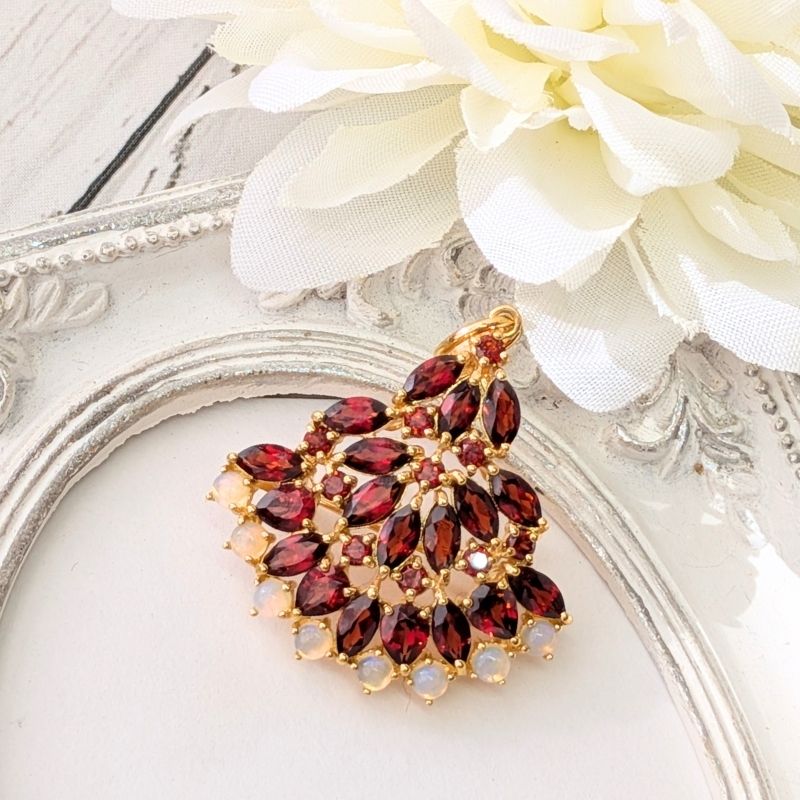 楽天市場】【碌山】シルバー ガーネット オパール ペンダント ブローチ