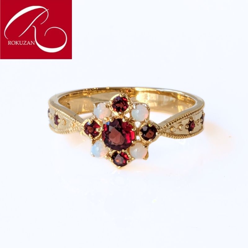 楽天市場】【碌山】シルバー ガーネット ＆ オパール リングSV925