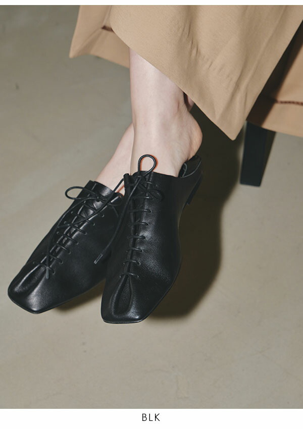 未使用に近い JILLSTUART レースアップニットシューズ レザー 黒 24 未