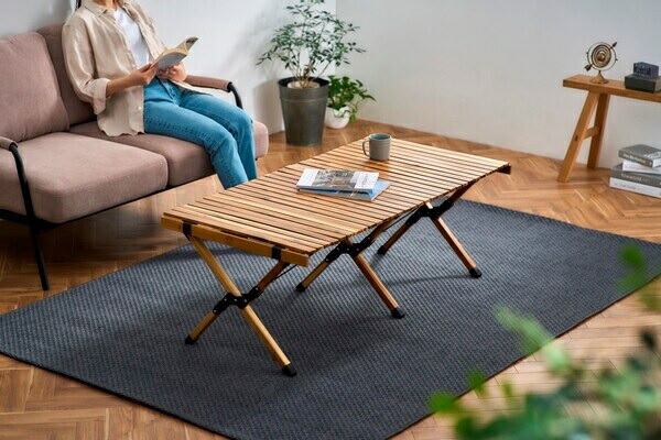 楽天市場】アイリスオーヤマ HUGEL ヒューゲル ウッドロールテーブル