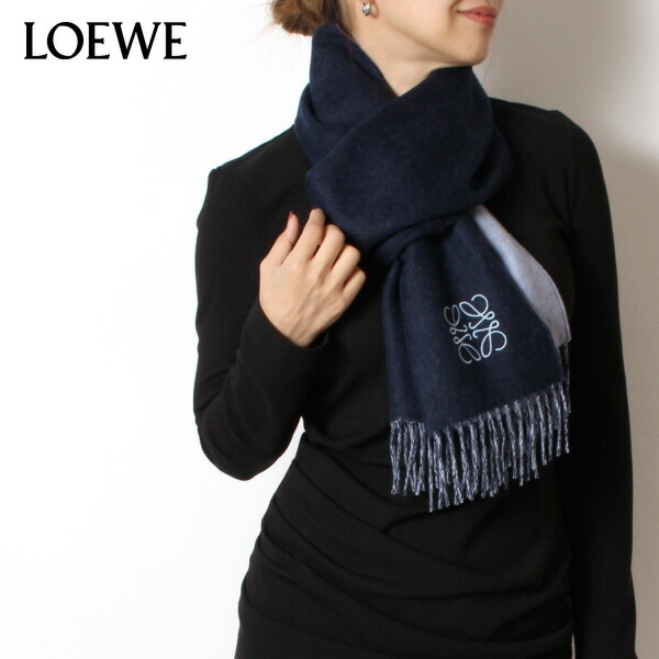 楽天市場】ロエベ LOEWEANAGRAM SCARF ウール+カシミヤ バイカラー