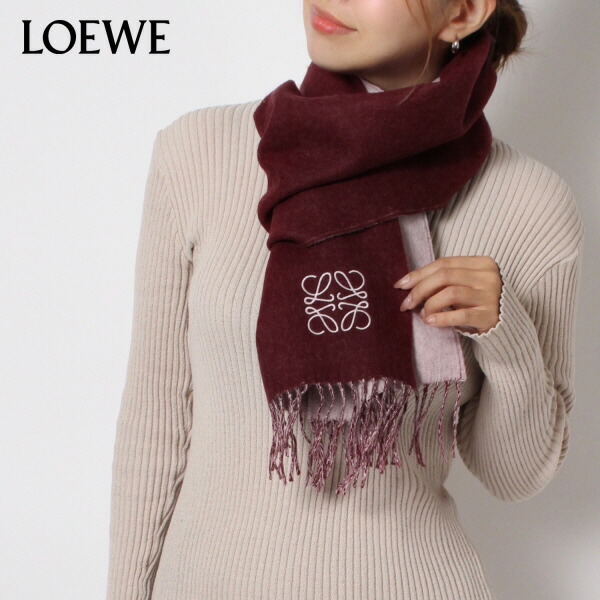 楽天市場】ロエベ LOEWE ANAGRAM SCARF ウール+カシミヤ バイカラー