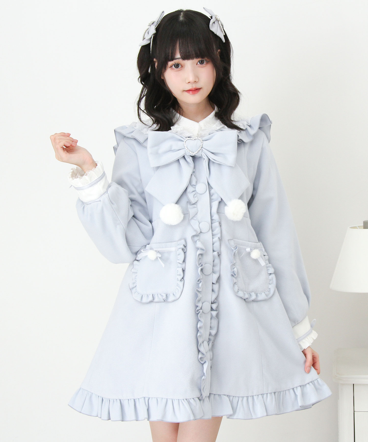 楽天市場】【SALE】ポンポンリボンセーラー襟フリルコート : 夢展望