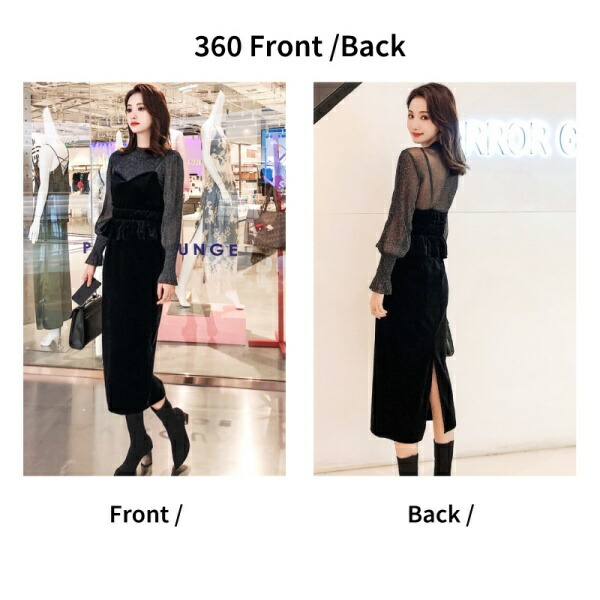 楽天市場】レディース パーティードレス ロング 袖あり パーティー