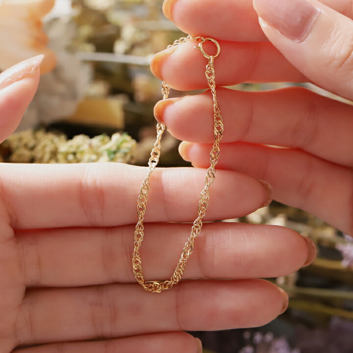 ussiy.山猫亭 k18ブレスレット スクリューチェーン 2.4㎜幅 ussiy.山猫