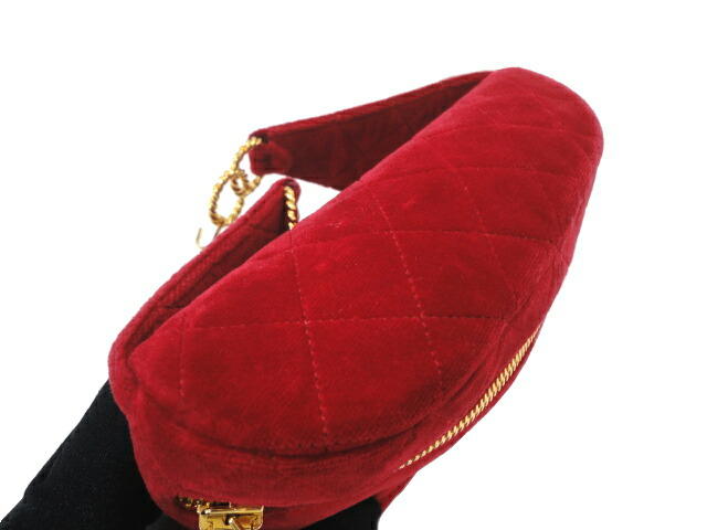 シャネル】ココマーク☆チェーン付ウエストポーチ☆レッド☆赤 ［PR
