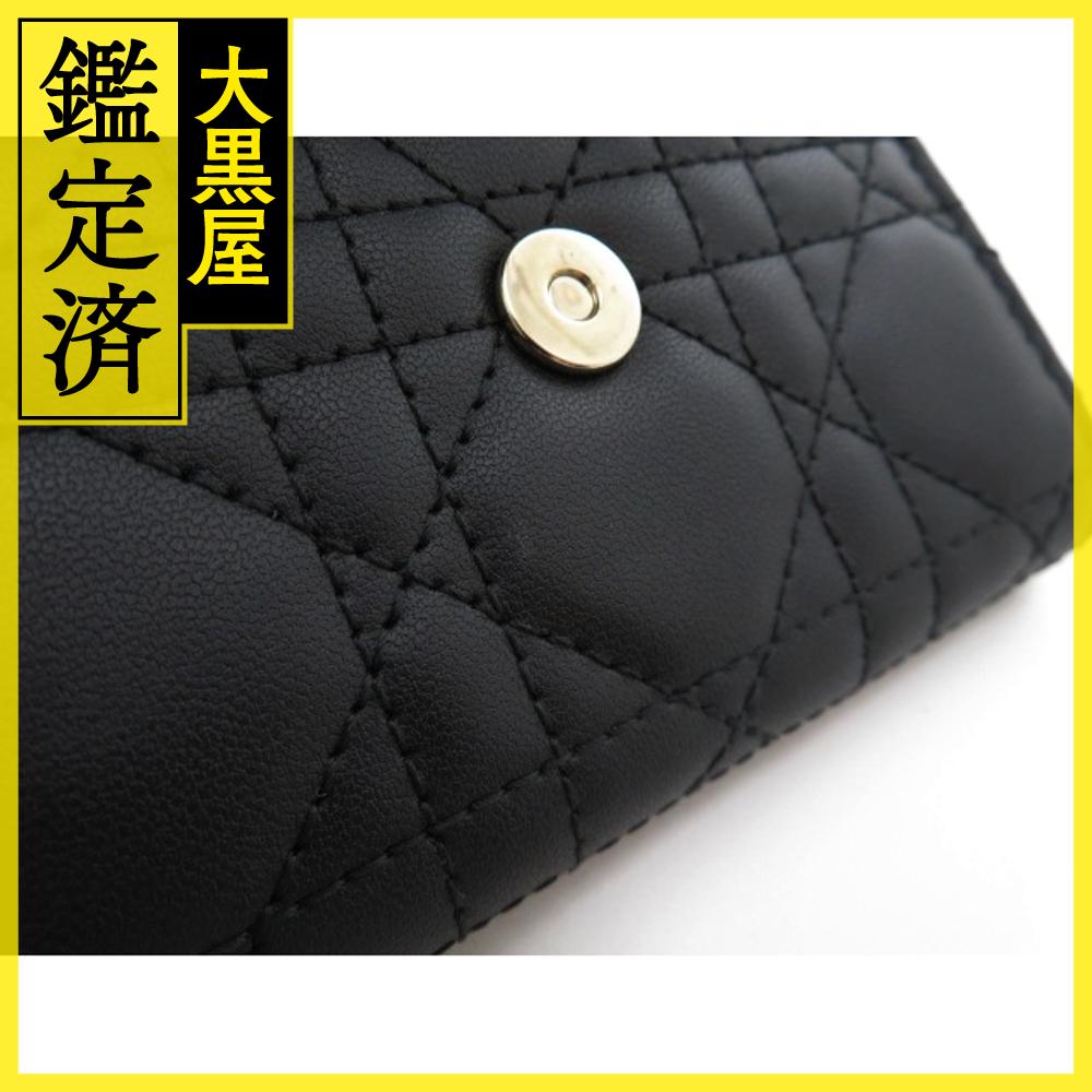 現行】 ディオール 財布 オールグライシンウォレット 黒 革 パール