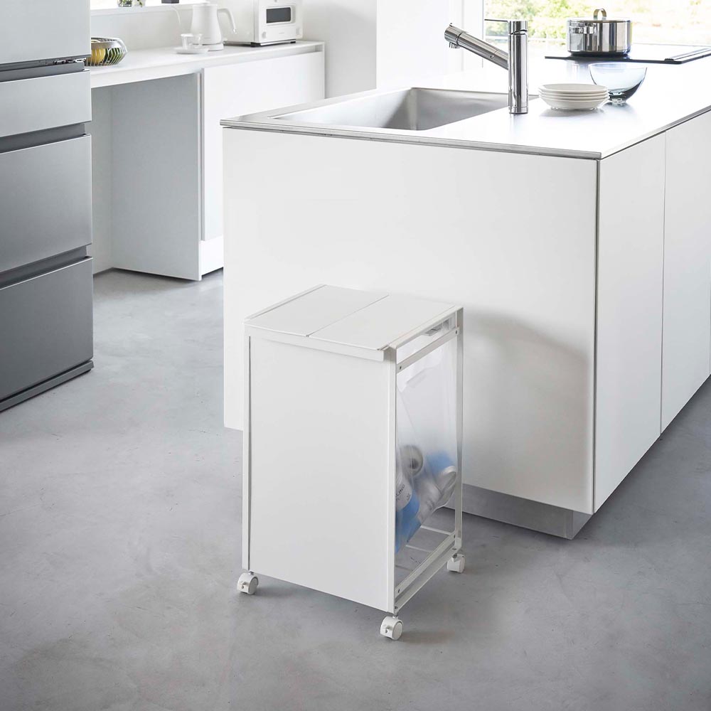 楽天市場】Tower（タワー）蓋付き目隠し分別ダストワゴン 2分別 山崎