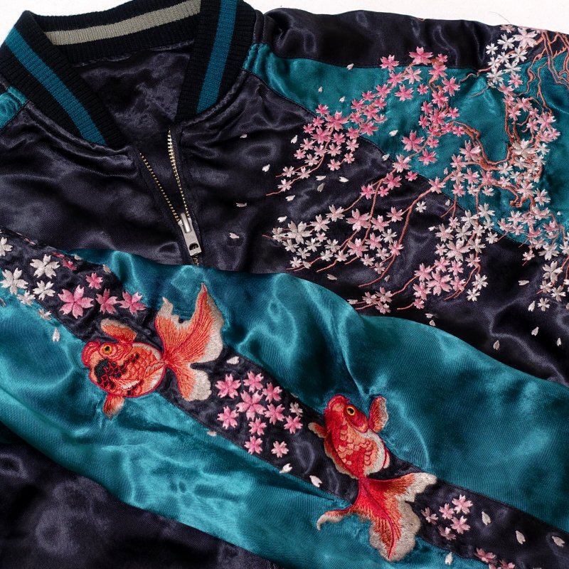 楽天市場】桜金魚刺繍スカジャン 花旅楽団(はなたびがくだん) SSJ-034