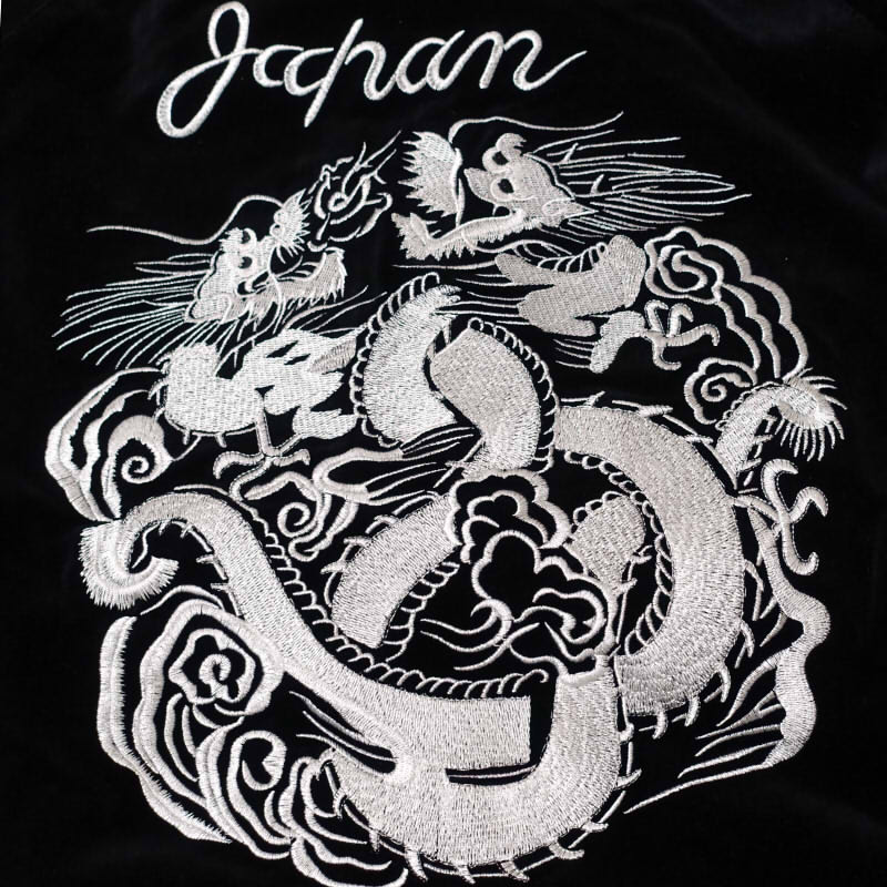 楽天市場】鷹虎龍刺繍サテン/別珍リバーシブルスカジャン JSKJ-006