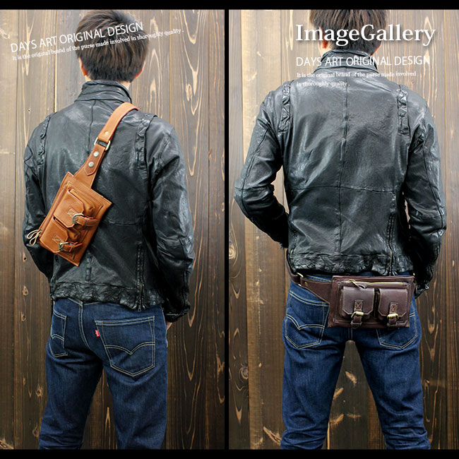 楽天市場】牛革 ダブルポケット レザーウエストポーチ ミニバッグ 斜め